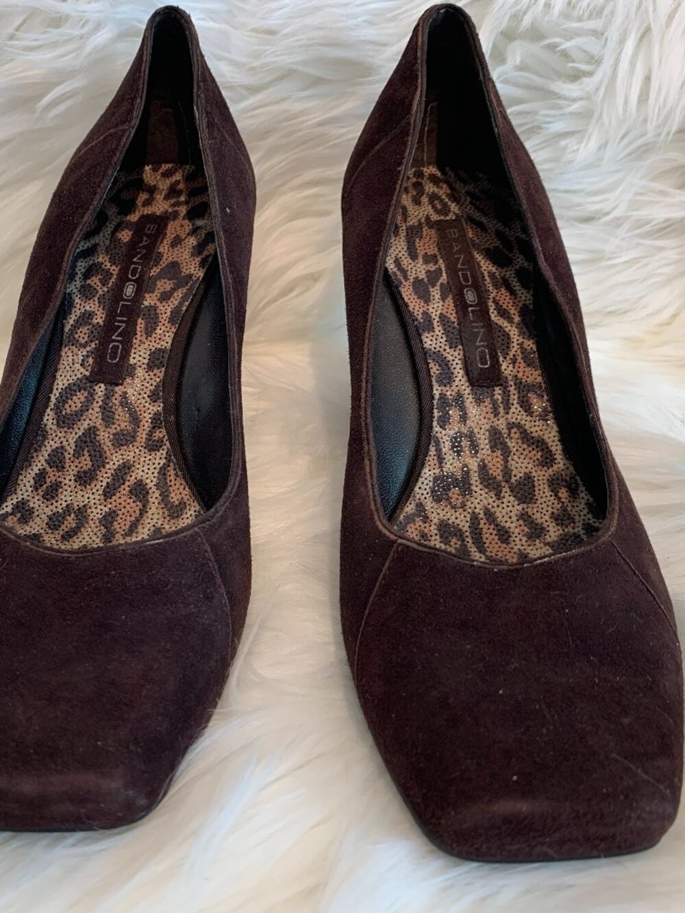 Bandolino Brown Suede Pumps Square Toe Wedge Heels Size 7.5